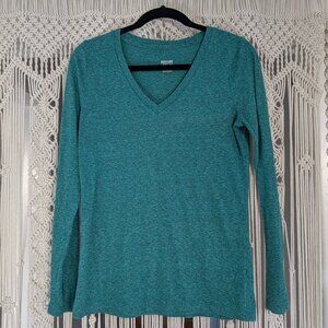 Turquoise Mossimo Long Sleeve V-Neck Shirt Size Med